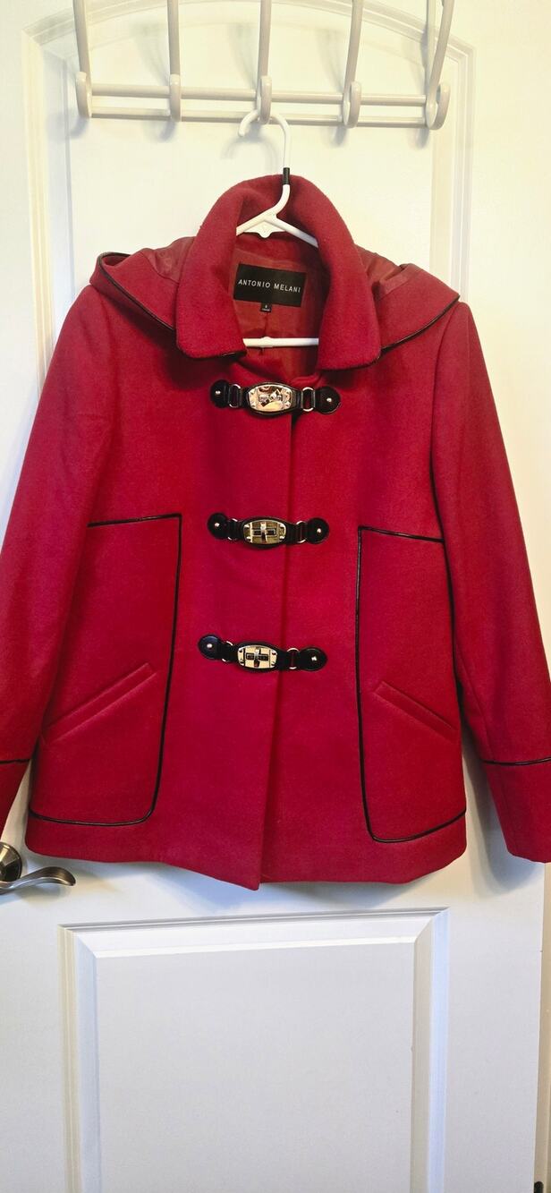 Antonio Melani Coat Women S Red Black Detachable Hood